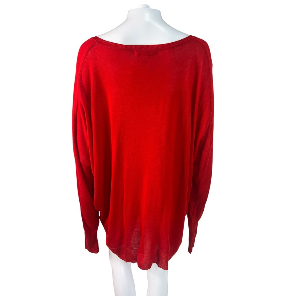 Zara Knit Womens Red Sweater Tunic Oversized Long Sleeve Capsule Size L NWT